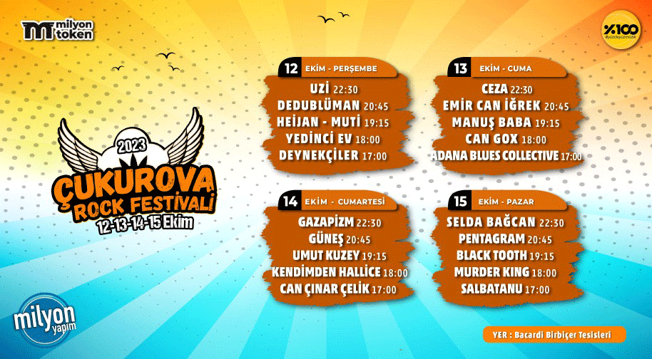 Çukurova Rock Festivali 2023 - Cumartesi Etkinlik Afişi