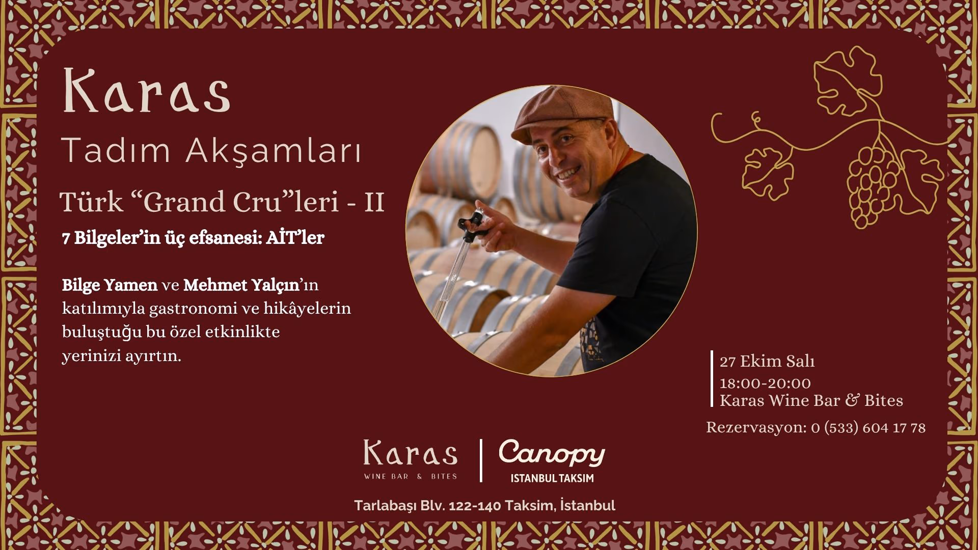 Karas Tadım Akşamları – Türk Grand Cru’leri 2
