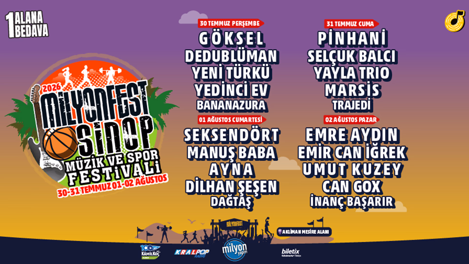 Milyonfest Sinop - 2026 - Cuma